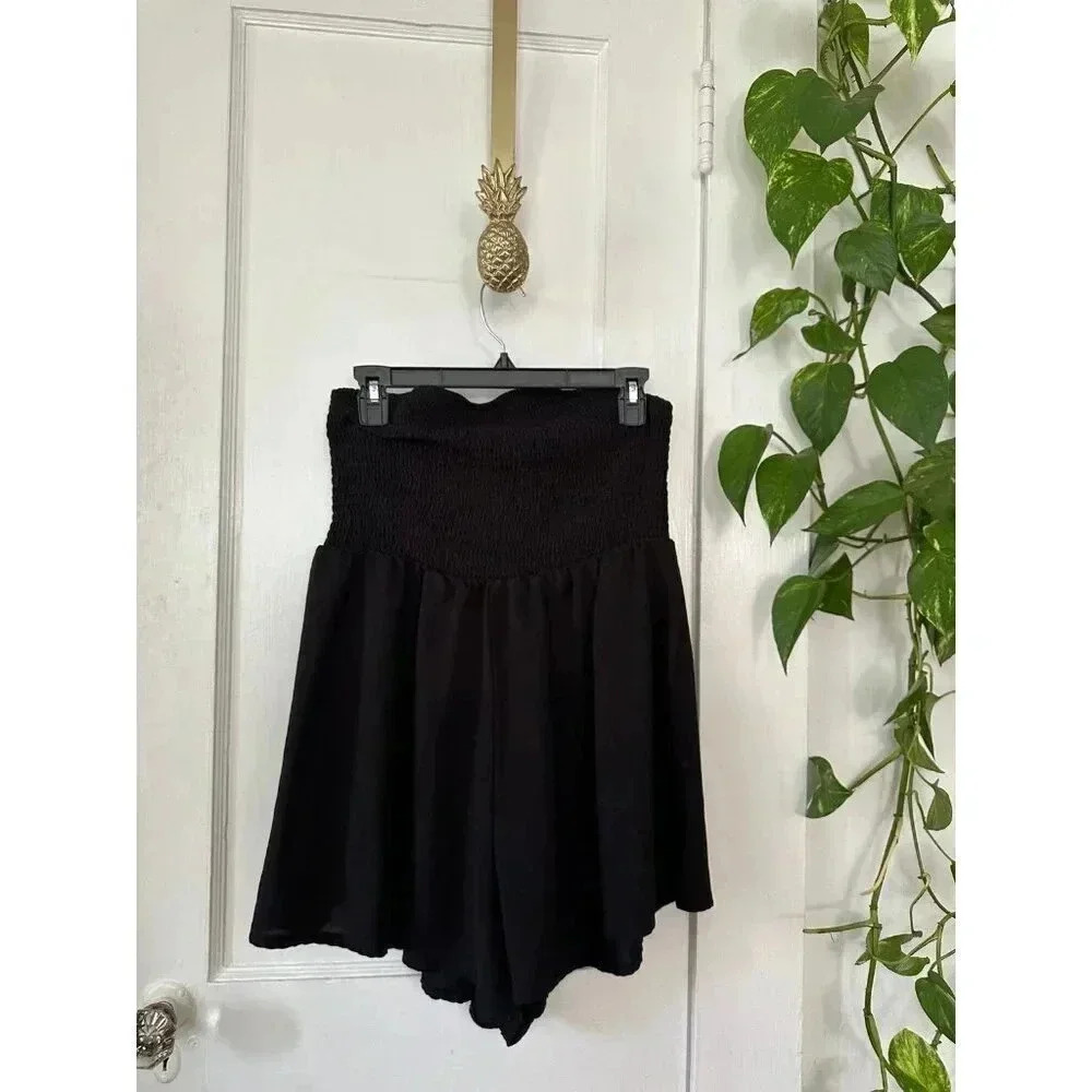SHEIN Black Strapless Romper